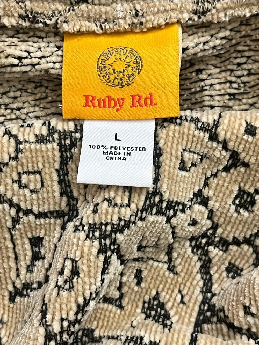 Ruby Rd. Beige and Black Textured Knit Top with Pattern - Picture 2 of 6